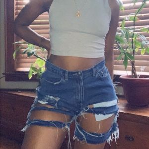 Distressed Jean shorts